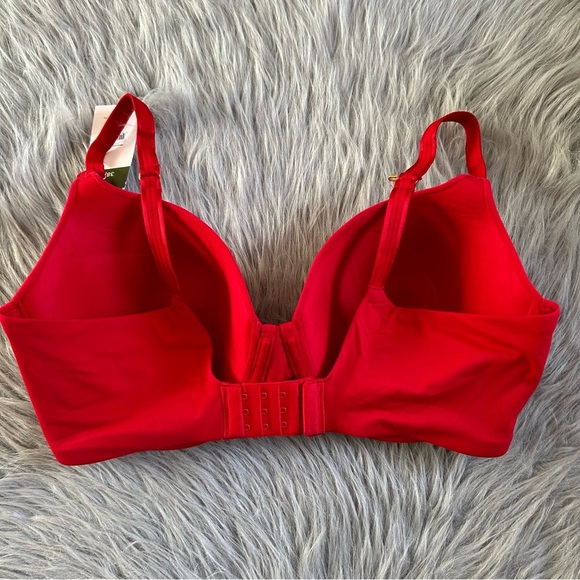 JoySpun Smoothing T-Shirt Bra Womens Size 38DD Red Lightly Lined Underwire - Picture 4 of 7
